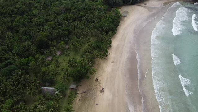 Aerial video of the sea coastline, Puerto Princesa, Palawan