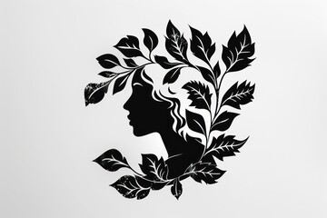 beauty logo with leaves and a woman - 759221390