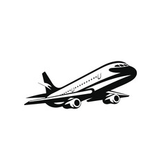 Flying Jumbo Airplane Monochrome Logo Design flat v