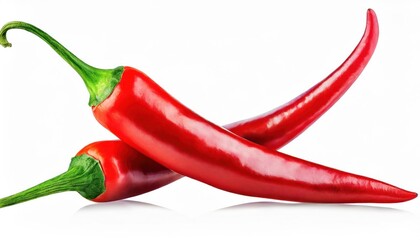Two red chili peppers, isolated on white background. high quality photo