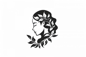logo of woman's face with leaves - 759221962