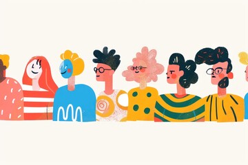 illustration of people in one row - 759221995