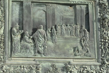 detail of acient italian graveyard