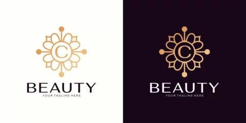 Fotobehang Letter C logo, Monogram design element, line art logo design. Beautiful Boutique Logo Design, Restaurant, Royalty, Cafe, Hotel, Heraldic, Jewelry, Fashion © reza