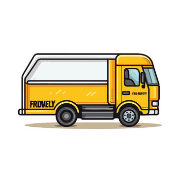 free delivery truck sticker flat vector illustratio