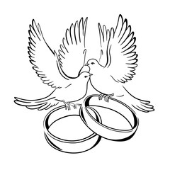 Marriage Rings Doves pigeons, Wedding rings, Silhouette, Engagement Ring - 759224391