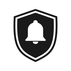 Shield icon with bell. Illustration