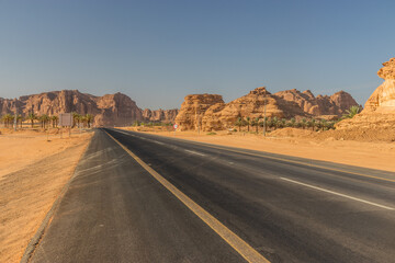 Fototapeta na wymiar Road 70 near Al Ula, Saudi Arabia