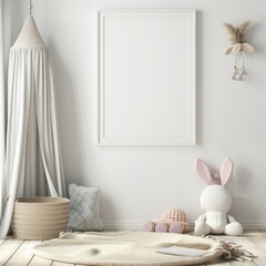 Frame mockup, Child's Room Mockup with Stuffed Animals and Pillows, high-resolution (300 DPI)