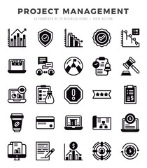 Collection of Project Management 25 Lineal Filled Icons Pack.