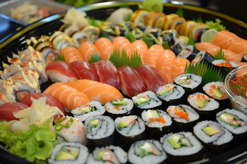 Assorted Sushi Platter on Table