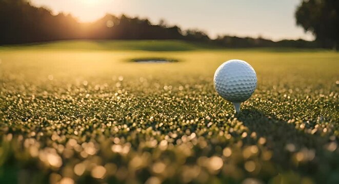 Golf ball on a golf course.