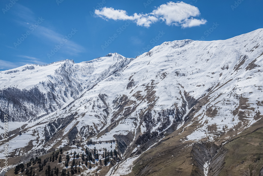 Sticker View from amous Georgian Military Highway in Gudauri Recreational Area, Greater Caucasus