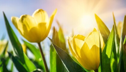 vibrant spring easter sunrise background with blurred defocused backdrop and text placement space