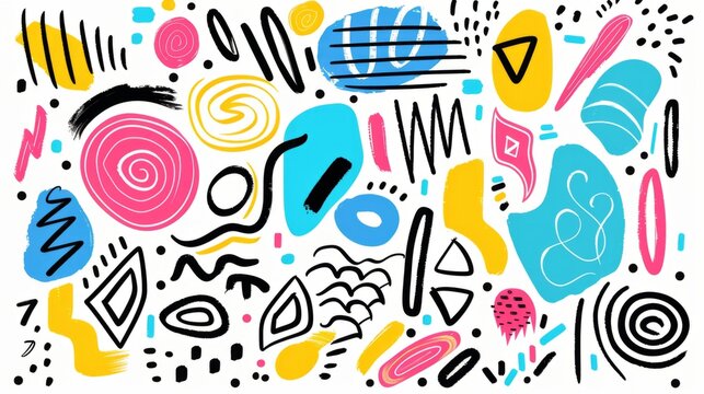 Doodles background with cute bright colorful elements generative ai