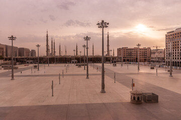 Prophet's Mosque in Al Haram area of Medina, Saudi Arabia
