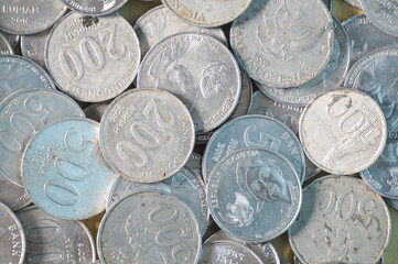 Close up - Indonesia coin rupiah. Background. Concept of saving money