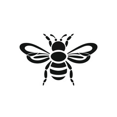 Honey Bee Logo Monochrome Design Style flat vector