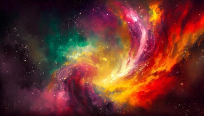 abstract illustration colorful space galaxy cloud nebula stary night cosmos universe science astronomy supernova background wallpaper contrasting heaven and hell concept art - obrazy, fototapety, plakaty