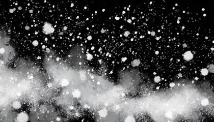 abstract black white snow texture on black background for overlay