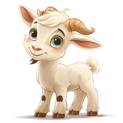 Cute Funny Cartoon Goat, Illustration for Children Book, Generative AI