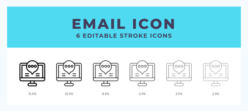 Email line icon with different stroke. Vector illustration.