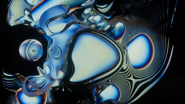Surreal blue and black fluid abstract digital art