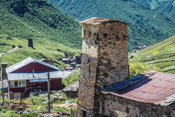 One of villages of Ushguli community in Svanetia region, Georgia