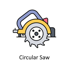 Circular Saw vector filled outline icon design illustration. Manufacturing units symbol on White background EPS 10 File