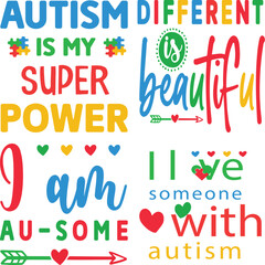 Autism Awareness Vector Illustrations, Autism Awareness t shirt design bundle