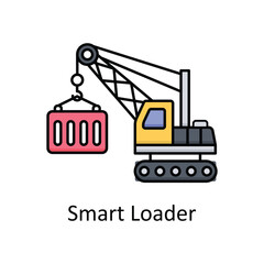 Smart Loader  vector filled outline icon design illustration. Manufacturing units symbol on White background EPS 10 File