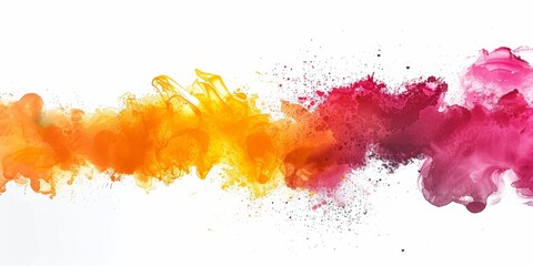 Elegant watercolor splash transitioning from warm orange to rich purple, blending seamlessly on a pure white background.
