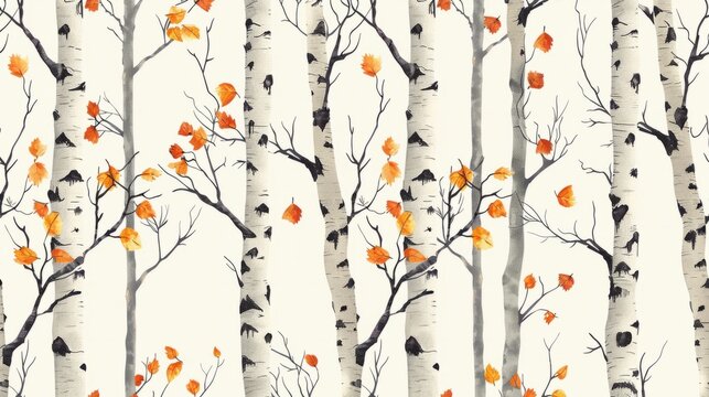 autumn illustration of trees generative ai