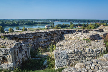 View from Belgrade Fortress in Kalemegdan Park on Sava and Danube rivers, Belgrade, Serbia