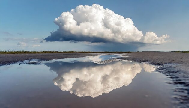 Generated image of reflection of a cloud in a puddle