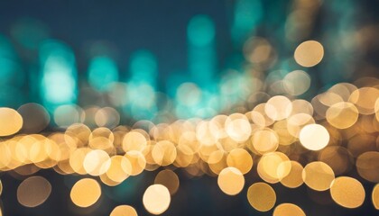 golden and teal bokeh lights with a dreamy background