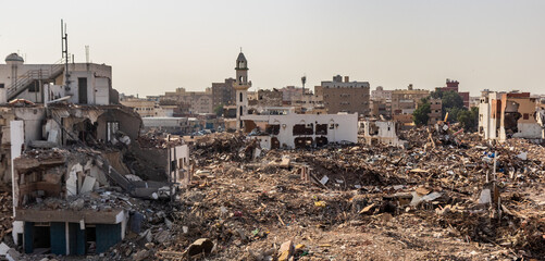 Old neigborhood of  Jeddah being demolished, Saudi Arabia