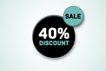 40 percent discount tag. Advertising for sales, promo, discount, shop. Sticker, button, icon