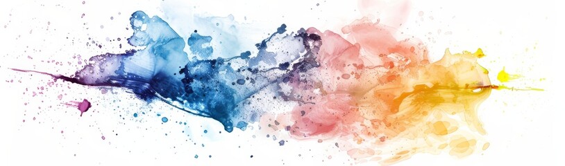 Warm-to-cool gradient watercolor explosion, representing a fusion of art and emotion on a pure white backdrop.