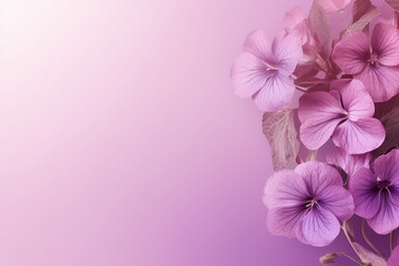 Purple flowers on a soft pink background.