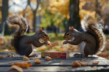 An Unlikely Bond  A tale of friendship formed through shared love for a snack - obrazy, fototapety, plakaty