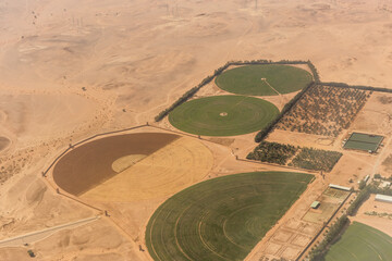Aerial view of a farm near Riyadh, Saudi Arabia