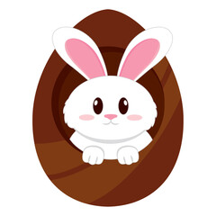 Bunny on a chocolate easter egg Vector