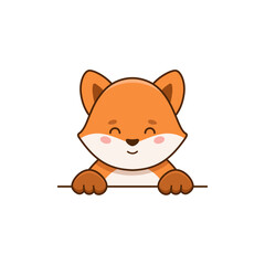 Cute little fox in cartoon style. Vector flat illustration