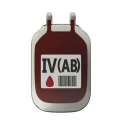 Blood bag with IV blood type 3d icon isolated world blood donor day concept