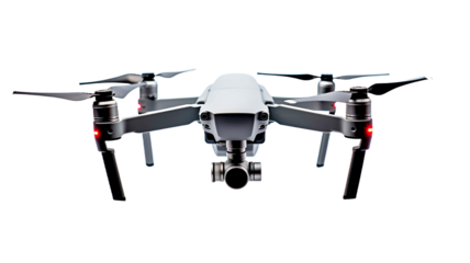 Modern drone with camera isolated on transaprent background.


