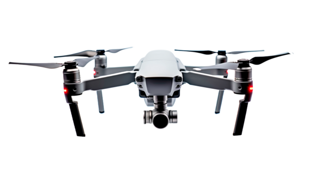 Modern drone with camera isolated on transaprent background.

