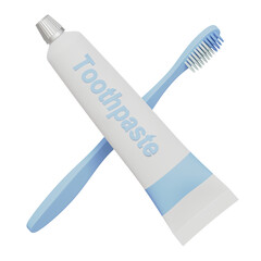 3d illustration of toothbrush and toothpaste icon isolated