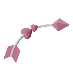 Cute pink Cupid arrow 3d icon isolated happy valentines day 14 february concept