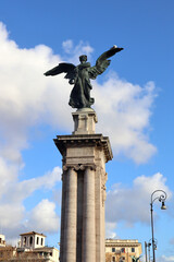 Sculpture of Victor Emanuel II Bridge in Rome, Italy	
